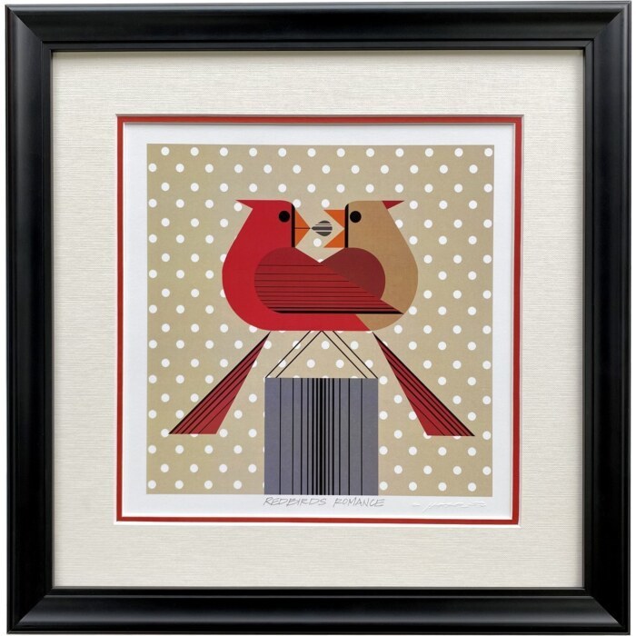 Charley Harper, Red Bird Romance, Framed Litho