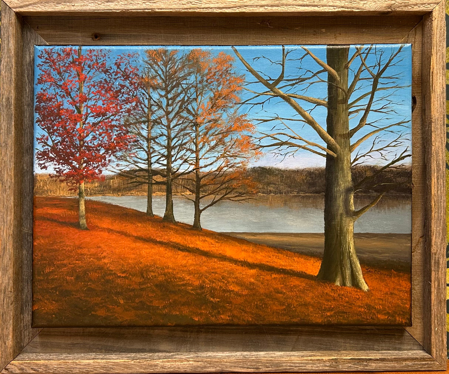 Fall Trees by the Lake – Original Acrylic Painting | Winton Woods, Cincinnati, Ohio