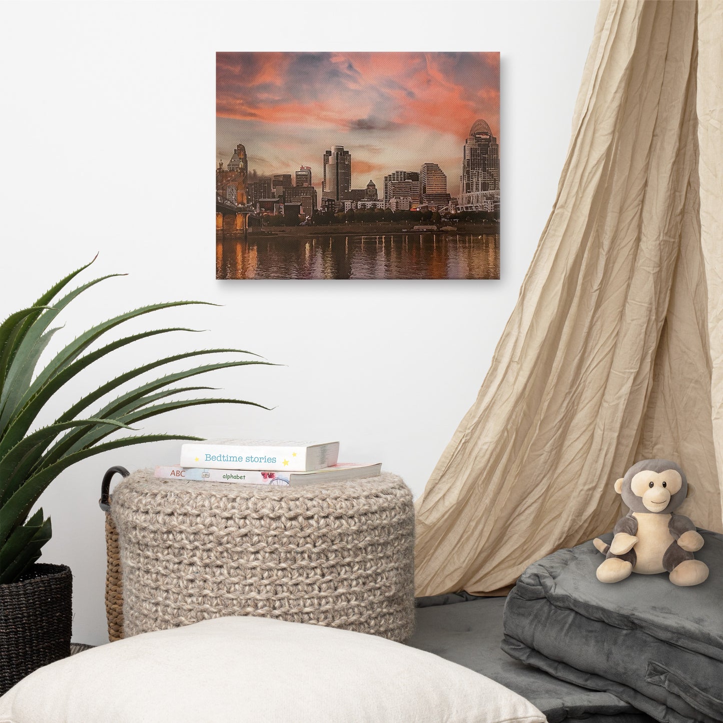 Cincinnati Skyline Sunset - Canvas Print