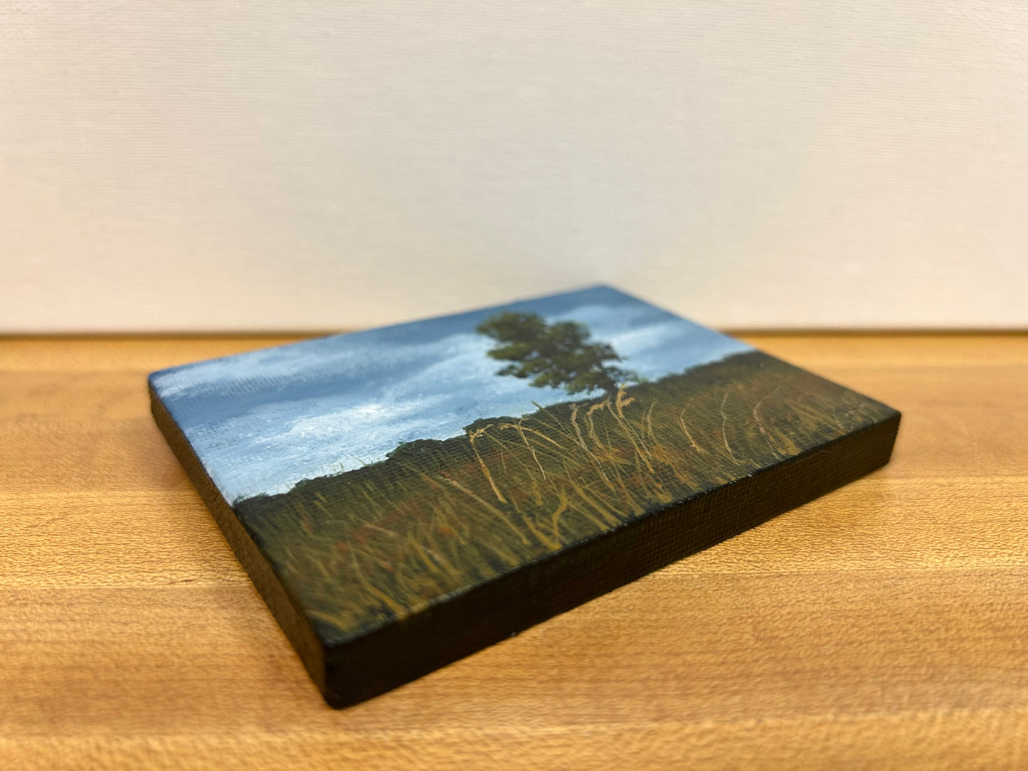 "Distant Tree" – Original Winton Woods Acrylic Mini-Painting on Canvas with Easel