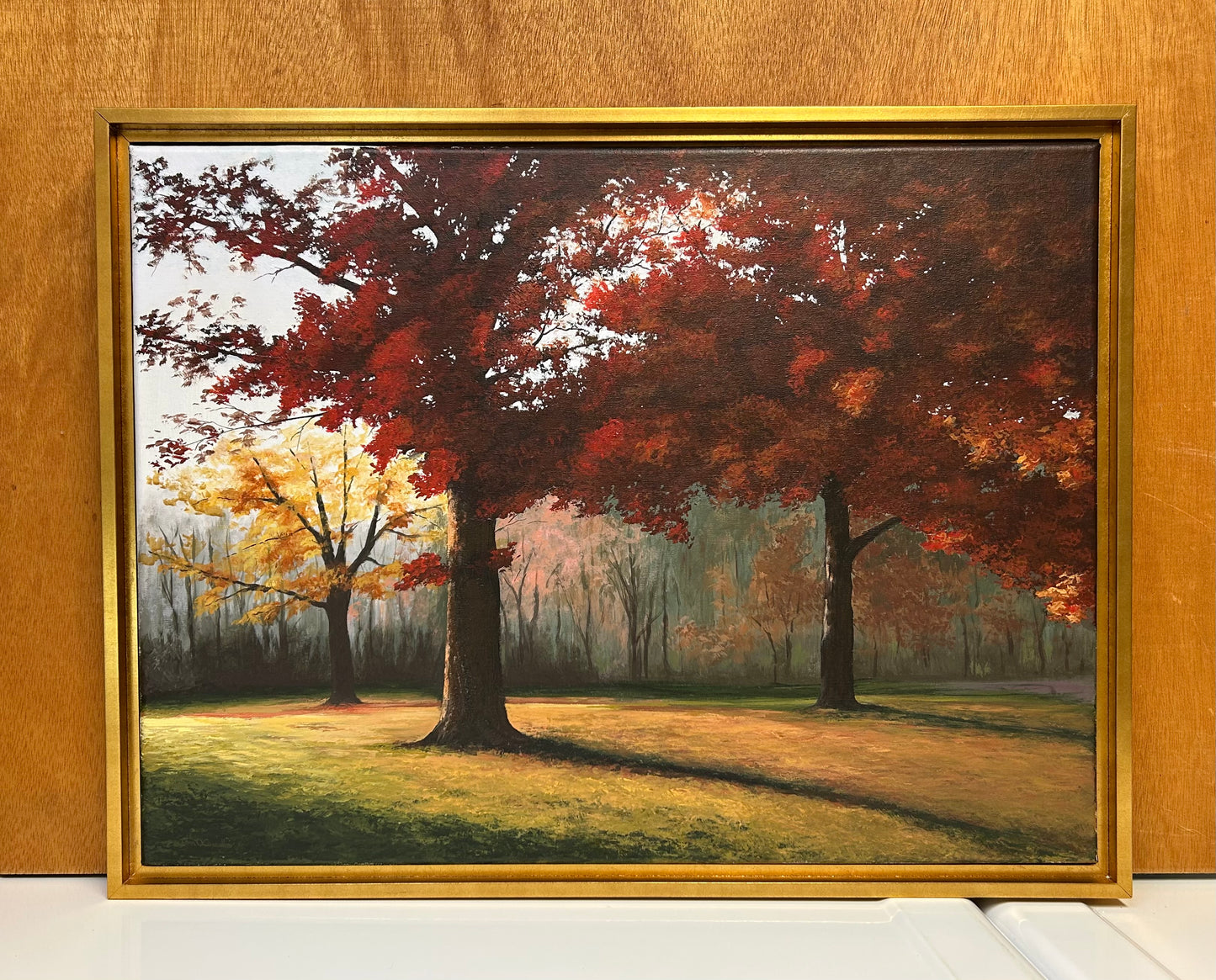 "Evening Light in Autumn" – Original Acrylic Painting of Winton Woods