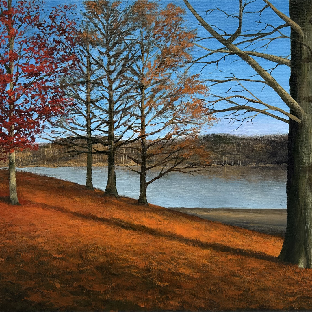 Fall Trees by the Lake – Original Acrylic Painting | Winton Woods, Cincinnati, Ohio