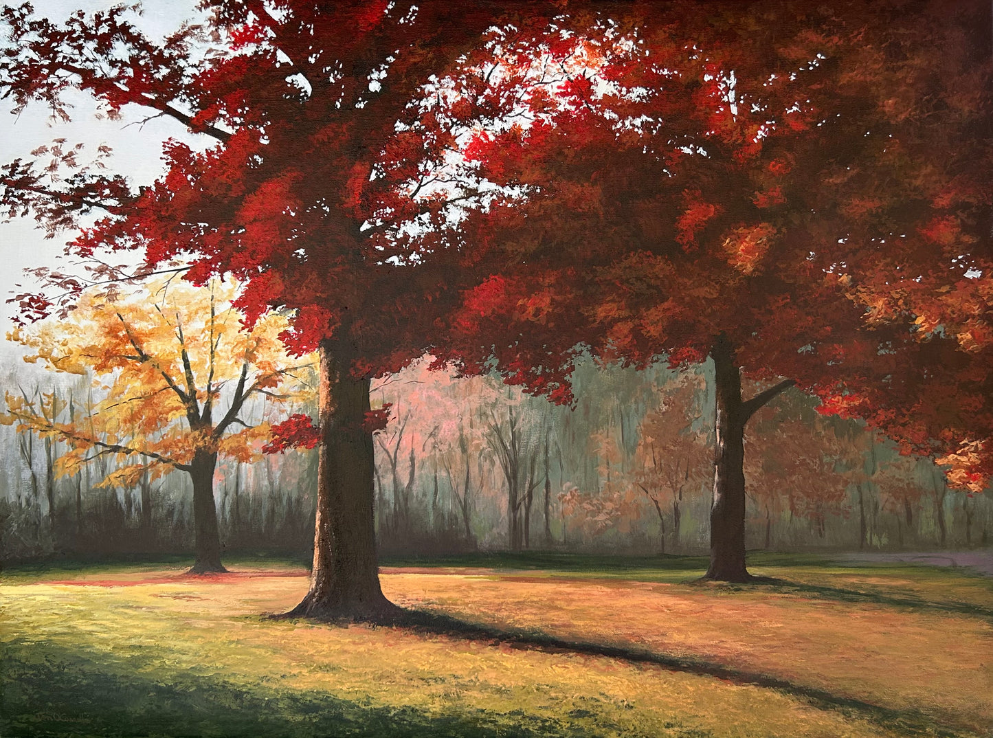 "Evening Light in Autumn" – Original Acrylic Painting of Winton Woods