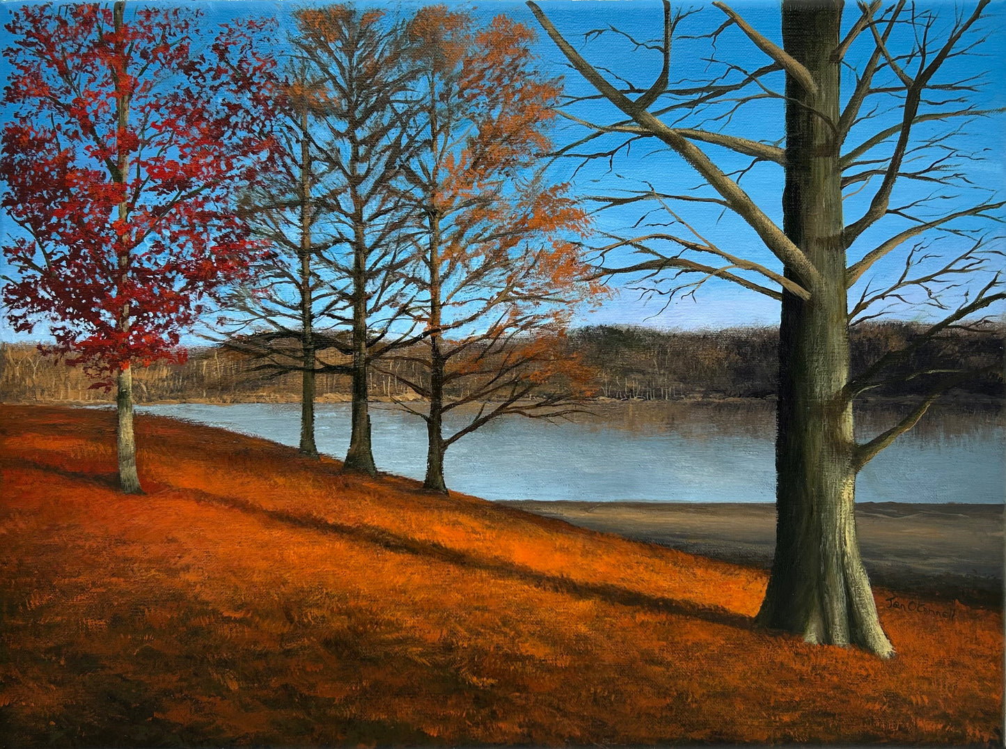 Fall Trees by the Lake – Original Acrylic Painting | Winton Woods, Cincinnati, Ohio