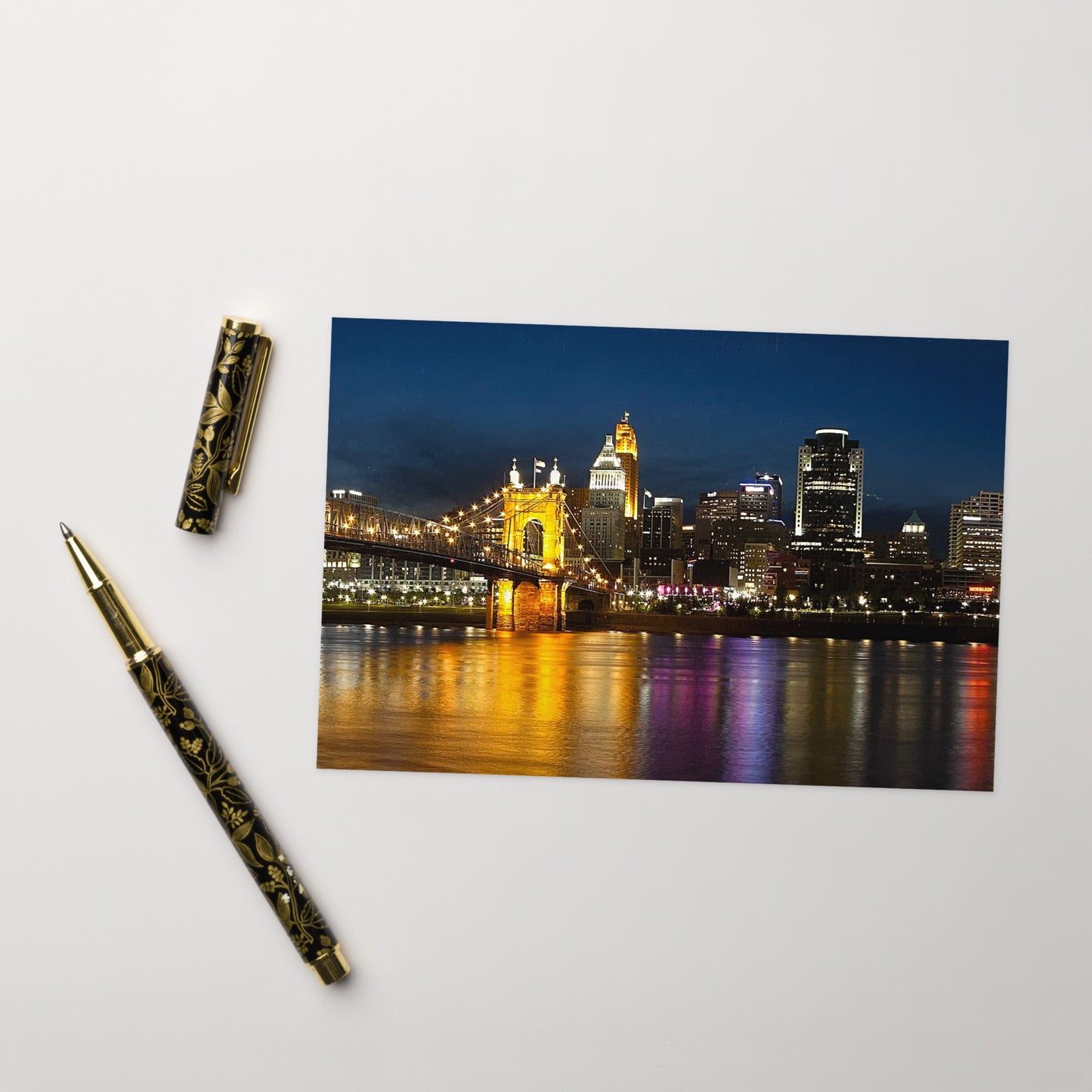 Panoramic Night Shot of Cincinnati - Greeting card