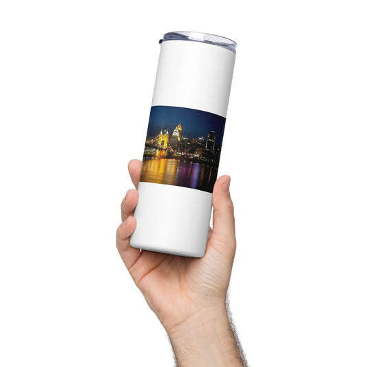 Panoramic Night Shot of Cincinnati - Stainless steel tumbler