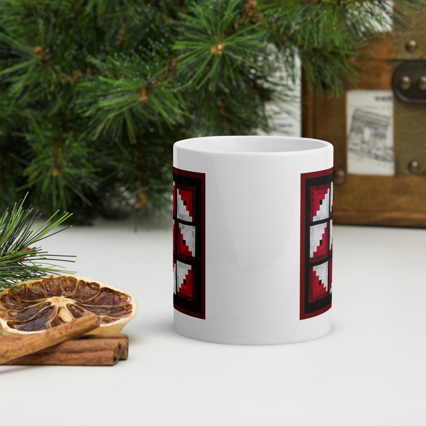 Gray Clouds, Red Hills - White glossy mug