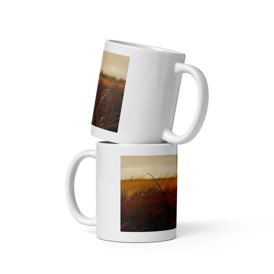 Field of Red and Gold - White glossy mug