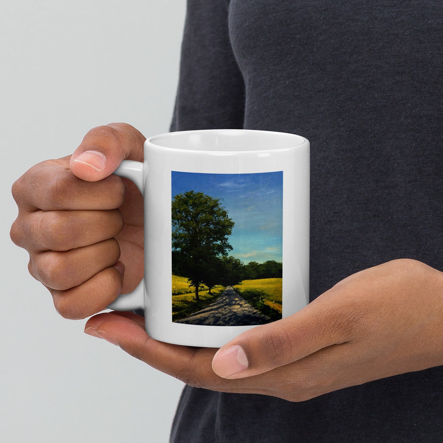 Road Through Golden Fields - White glossy mug